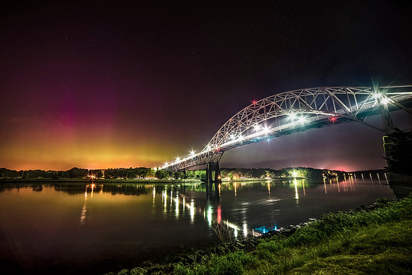 Aurora Borealis and Bourne Bridge