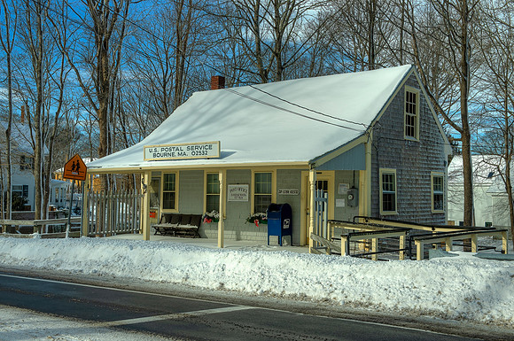 Old Bourne Post Office in Snow