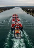 Barge Transiting the Canal