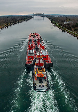 Barge Transiting the Canal